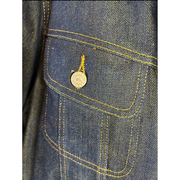 Y2K Rugged Casual Polo Jeans Ralph Lauren XL Heavy Denim Trucker Jean Jacket - Picture 5 of 10